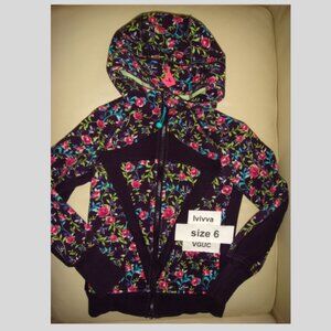 Ivivva Girl by Lululemon 🍋 Zip Up Scuba Hoodie/Jacket Thumbholes floral Size 6